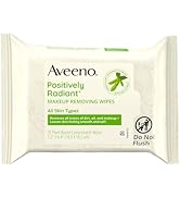 Aveeno Positively Radiant Alcohol Free Makeup Removing Face Wipes, Ultra Soft, Gentle, Non-Comedo...