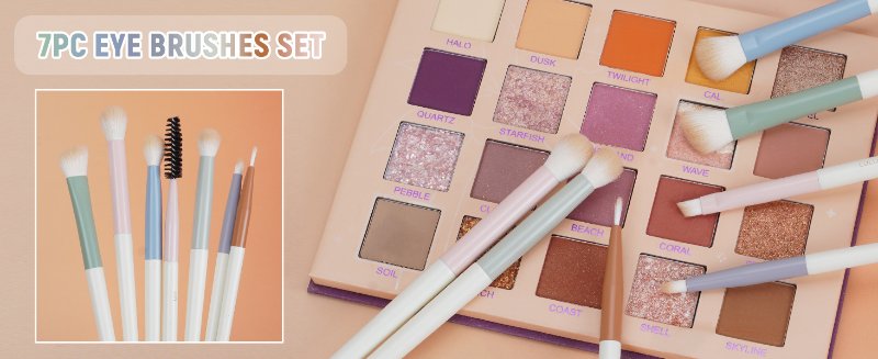 7-Piece Makeup Brush Set with PU Leather Pouch