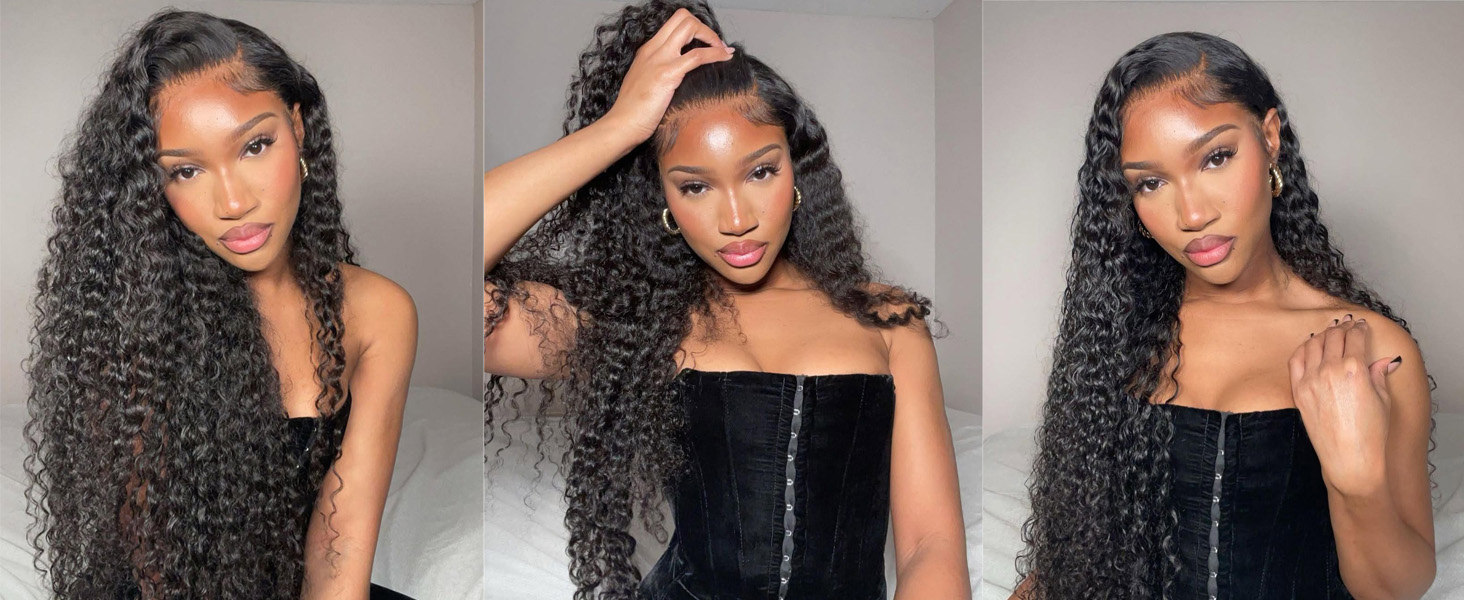 HD Lace Frontal Wigs Human Hair Pre Plucked Deep Curly Wig