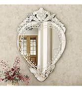 SHYFOY Wall Mounted Mirror, Heart Shape Venetian Mirror, 37 x 25” Decorative Mirror for Living Ro...