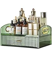 DASITON Vintage striped Makeup Brush holder Organizer,Acrylic Drawers Makeup Organizers,Spacious ...