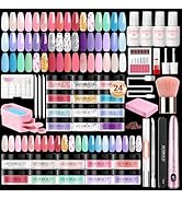 AZUREBEAUTY Dip Powder Nail Kit with Electric Nail Drill 24 Colors Spring Summer Macarons Purple ...
