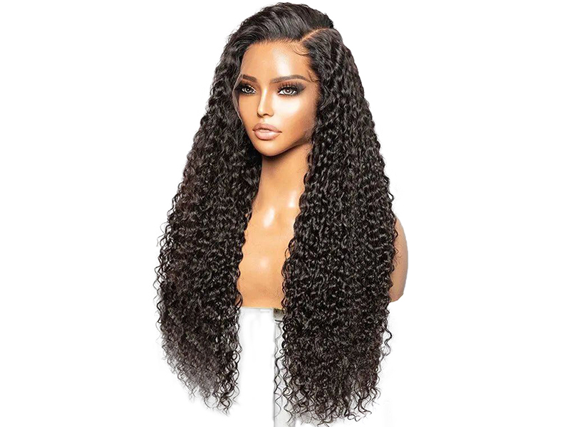 Wet and Wavy Lace Front Wig Human Hair Pre Plucked Lace Closure Brazilian Natural Black Color