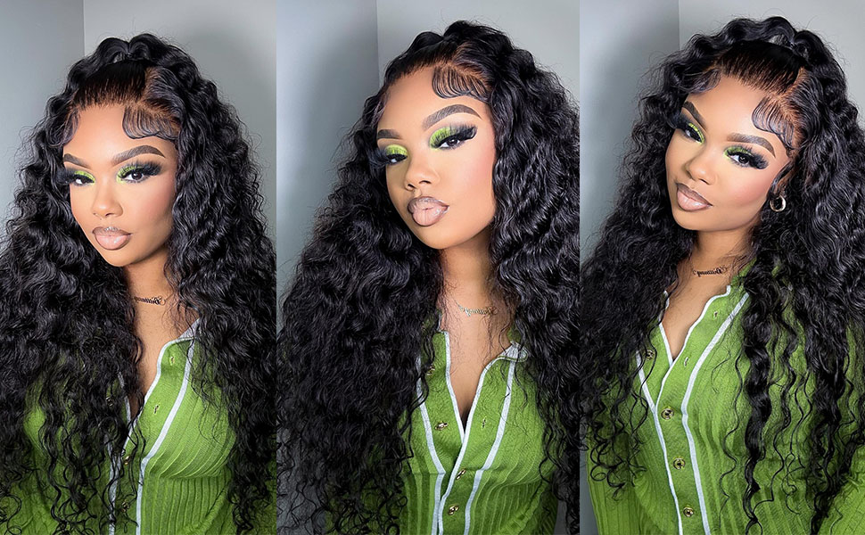 deep wave lace front wigs human hair