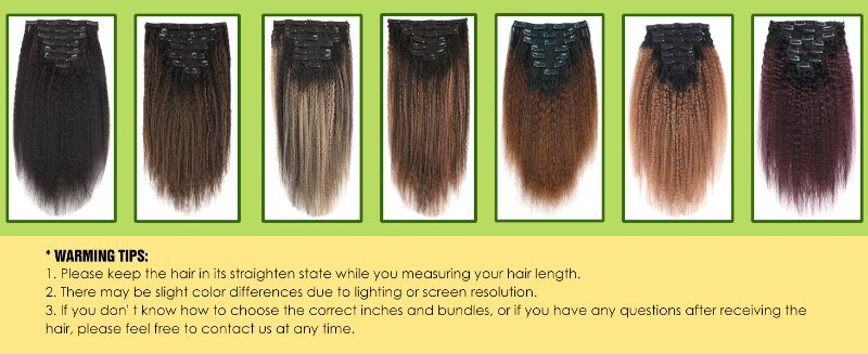 kinky straight clip in hair extensions