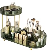 DASITON 360° Rotating Makeup Organizer for Vanity, 2 Tier Perfume Cosmetic Skincare Organizers wi...