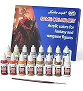 Miature Paints Set - 16pcs 20ml Basic Game Colors Miniature Painting Kit, with 1 Kolinsky Brush, ...