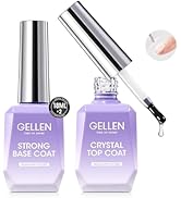 Gellen Gel Base and Top Coat, 18ml Crystal Top Coat Nail Polish Anti-scratch, No Sanding Base Coa...