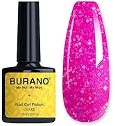 BURANO Glitter Gel Nail Polish, LED UV Nail Gel Shimmer Holographic Effect Soak off Gel Curing Re...