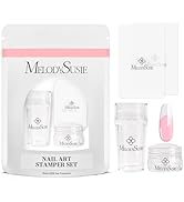 MelodySusie French Nail Stamper Kit, Silicone Stampers with Scrapers, 4PCS DIY Home Nail Design S...