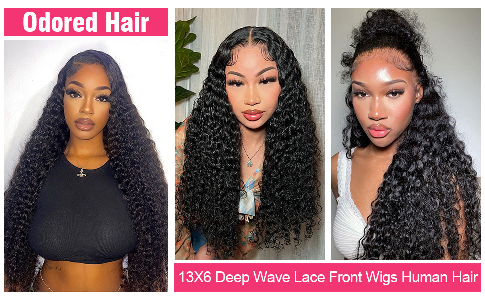 deep wave lace front wigs human hair