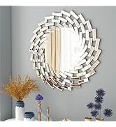 SHYFOY Round Mirror for Wall Decor, 24in Decorative Wall Mirror for Living Room, Modern Large Mir...