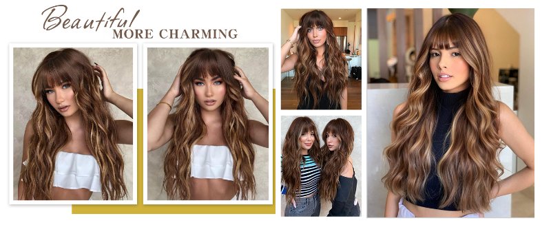 long brown wavy wig women wigs