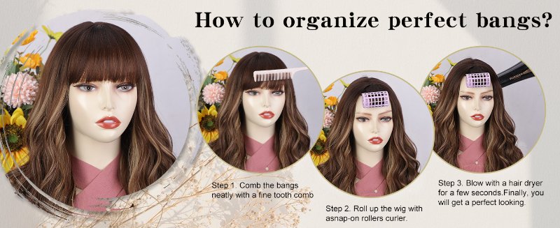 long wavy wigs with bangs