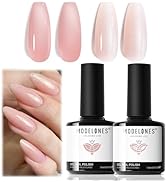 modelones Gel Nail Polish Set 2 Pcs 15 ML Nude Pink Translucent Sheer Glitter Shimmer French Base...