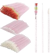 300 PCS Eyelash Extension Supplies Kit, Disposable Micro Swab Brush, Crystal Eyebrow Spoolie Lash...