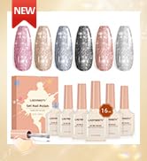 Glitter Gel Nail Polish Set of 6 Colors, Reflective Glitter Gel Polish Chrome Plat