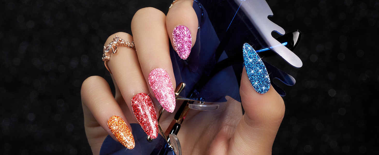 blue glitter Gel Nail Polish
