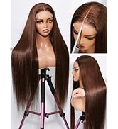 Tscom 30 Inch 5x5 HD Lace Closure Wigs Human Hair 220 Density Chocolate Brown Wear and Go Glueles...