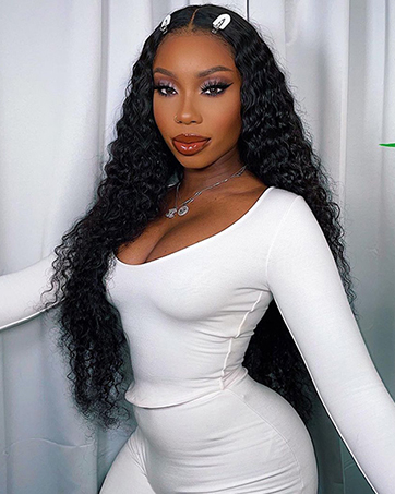 13x4 Deep Wave Lace Front Wigs Human Hair HD 180 Density Deep Curly Lace Front Wigs for Women