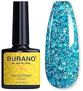 BURANO Glitter Gel Nail Polish, LED UV Nail Gel Shimmer Holographic Effect Soak off Gel Curing Re...