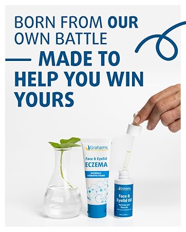 Grahams eczema face cream and oil for eyelid itch, dryness, and dermatitis relief.