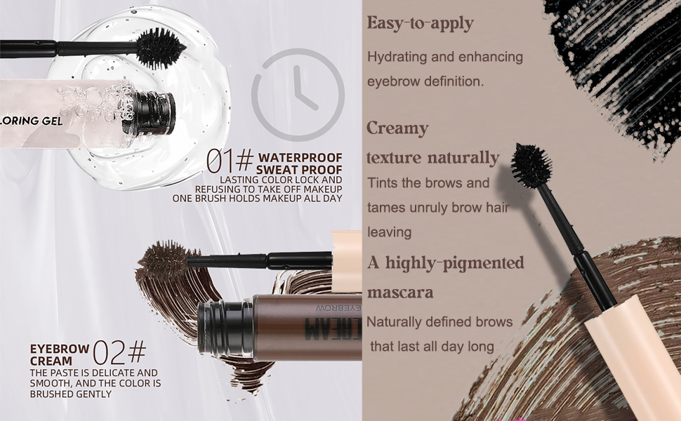 eyebrow gel color tinted clear shaping volumizing buildable instant wild makeup full voluminous hair