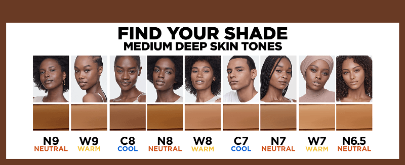 find your shade, medium deep skin tones