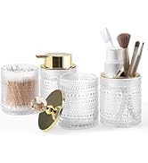 DASITON Bathroom Accessories Set,4Pcs Glass Bathroom Counter Set with Foaming Soap Dispenser,Toot...