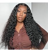 Glueless Wigs Human Hair Pre Cut 5x5 Lace Closure Deep Wave Wig 180% Density Wear and Go Human Ha...