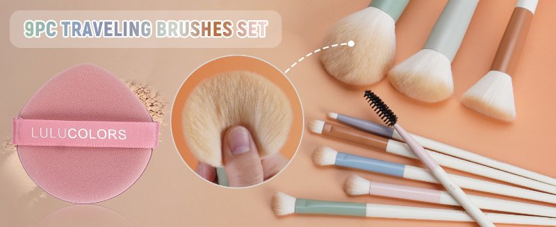 9-Piece Makeup Brush Set with Makeup Sponge