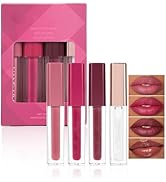 BEUKING 4Pcs Lip Glaze Set, Waterproof Non-Stick Cup Lipstick, Matte Smooth Air Velvet Mist Textu...