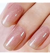 AILLSA Nude Shimmer Gel Polish Caramel Iridescent Jelly Gel Polish Neutral Color Holographic Glit...