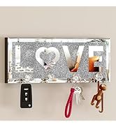 SHYFOY Mirrored Key Holder for Wall Decorative Love Letter Sign Plaque Key Hanger for Wall Decor,...