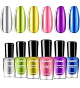 Morovan Fingernail Nail Polish Set: Metallic Chrome Mirror Quick Air Dry Nail Polish Gold Sliver ...