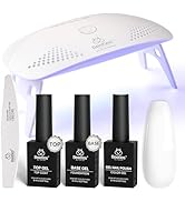 Beetles White Gel Nail Polish Kit with U V Light, 5 Pcs Gel Polish Starter Kit with Base & Top Co...