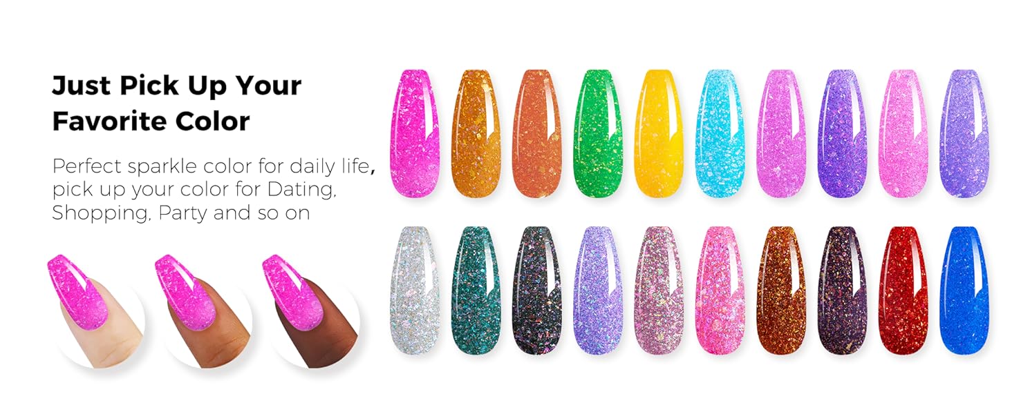 BURANO Reflective Glitter Gel Polish-6-Amazing Colors