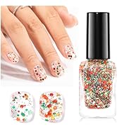 Nailshion Christmas Nail Polish, Red Green Gold Glitter Regular Nail Polish, Quick Air Dry, Non-g...