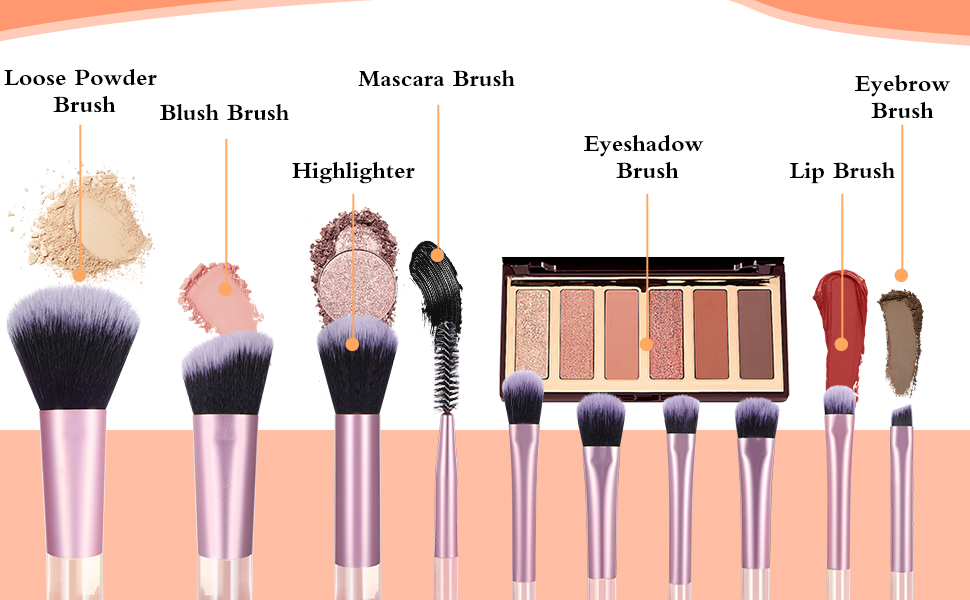 10 Pcs Travel Makeup Brush Set with Pack 