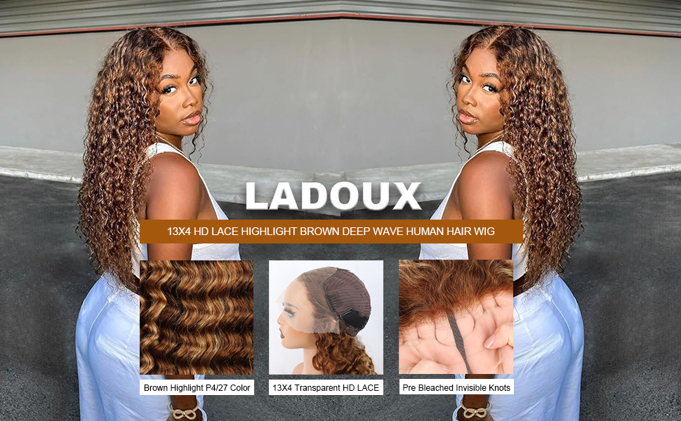 deep wave lace front human hair wig 13x4 hd lace front honey blond wig highlight wig