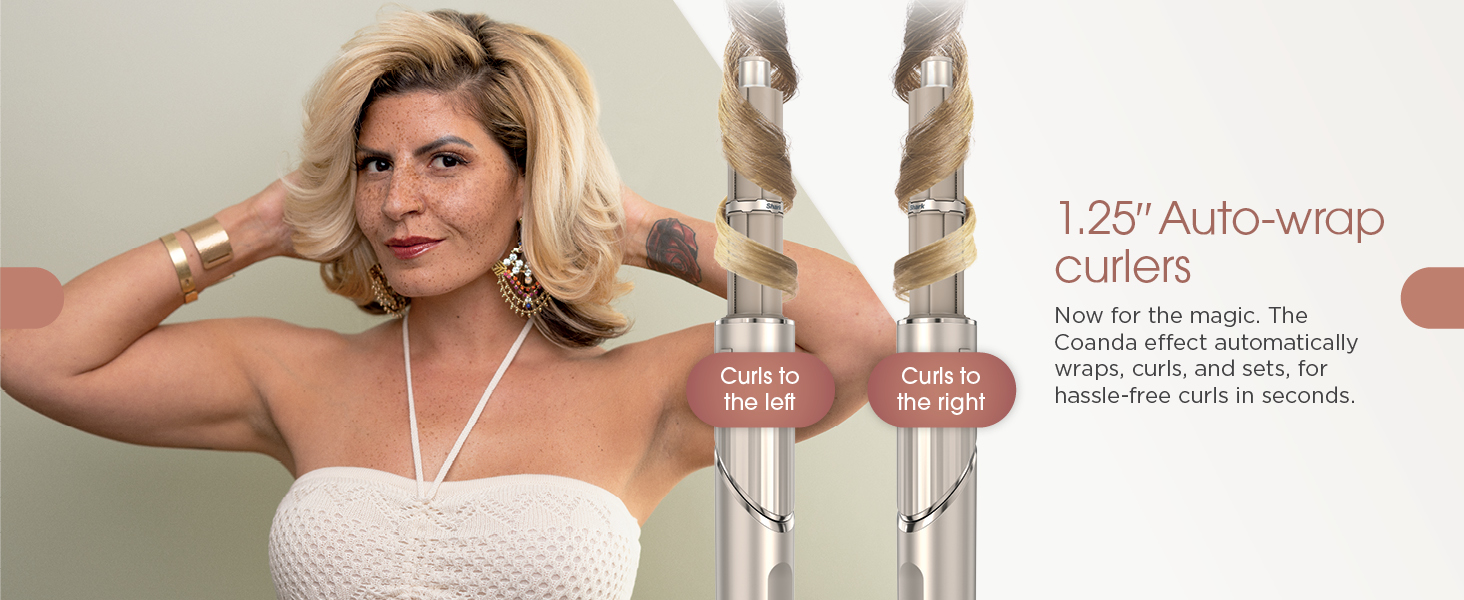 Auto-wrap curlers The Coanda effect automatically wraps, curls, and sets, for hassle-free curls