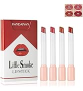 BEUKING 4Pcs Cigarette Case Lipstick Long-Lasting Non-Sticky Matte Nude Lipstick Set Lightweight ...