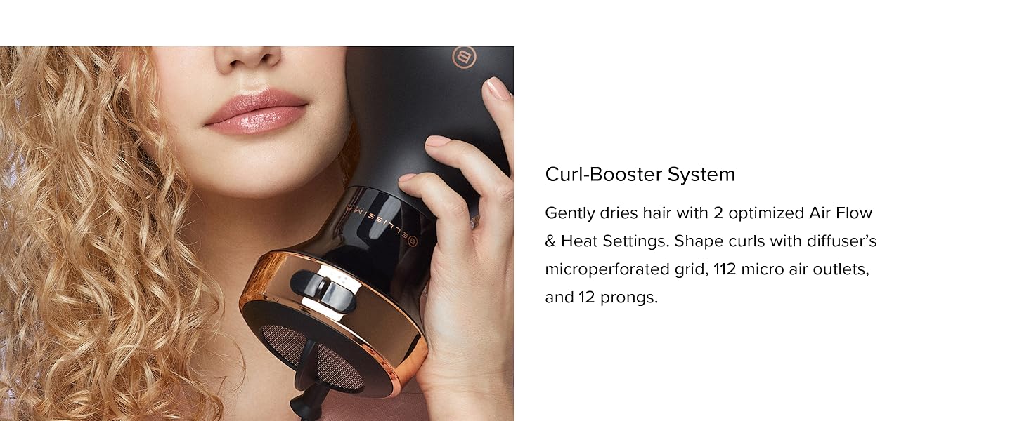 blow dryer with diffuser for curly hair ceramic ionic technology enhance definition reduce frizz