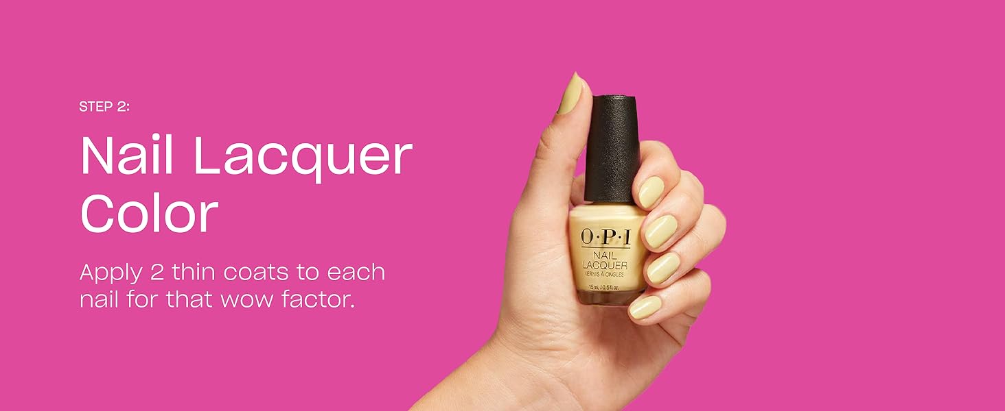 OPI Nail Lacquer Polish Color Apply 2 Thin Coats for Vibrant Color ProWide Brush