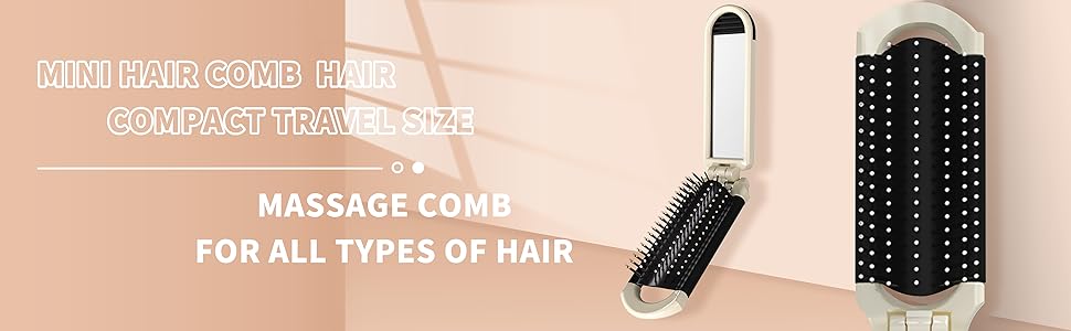 Folding Hair Brush with Mirror