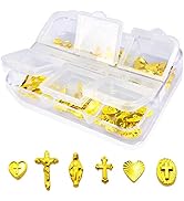 60 Pcs Gold Cross Charms for 3D Nail Art Design Metal Luxury Jewels Decoration Gems Retro Chrome ...
