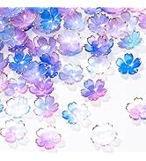 CustomyLife 100Pcs Cherry Blossom Acrylic Flower Beads, Blue Violet Mini Flower Charm Wedding Pro...