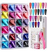 Teenitor Long Press On Nails Kit 24 Color Long Coffin Nail Tips Full Cover, 576pcs Long Coffin Pr...