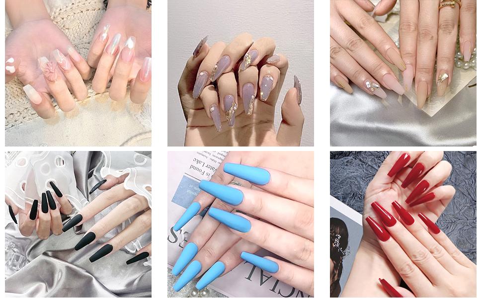 French Coffin Ballerina Nail Tips