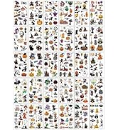 30 Sheets Halloween Tattoos for Kids Pumpkin Halloween Temporary Tattoos Ghost Spider Web Bat Hal...